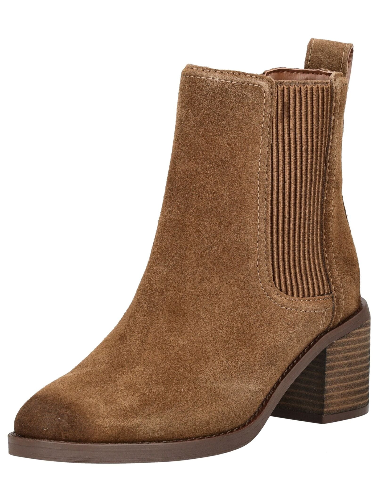 Stiefelette CLARKS "Clarks Stiefelette Veloursleder/Textil", Damen, Gr. 39,5, hellbraun, Textil, Veloursleder, Schuhe Stiefelette