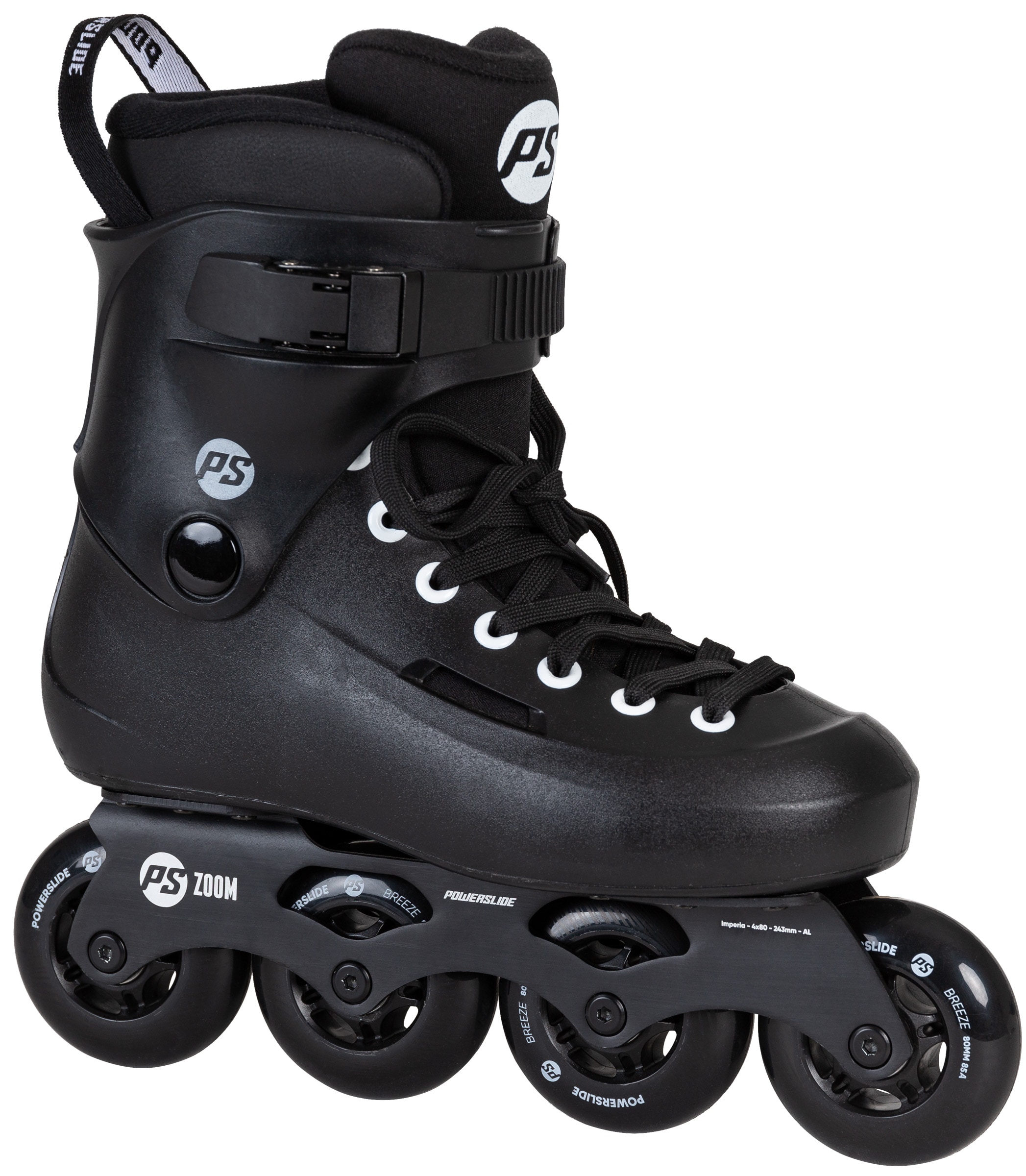 Inlineskates POWERSLIDE "Zoom Black 80" Gr. 41, weiß, Inlineskates_Rollschuhe, Damen, 41/42 (bis 100 kg), Kunststoff