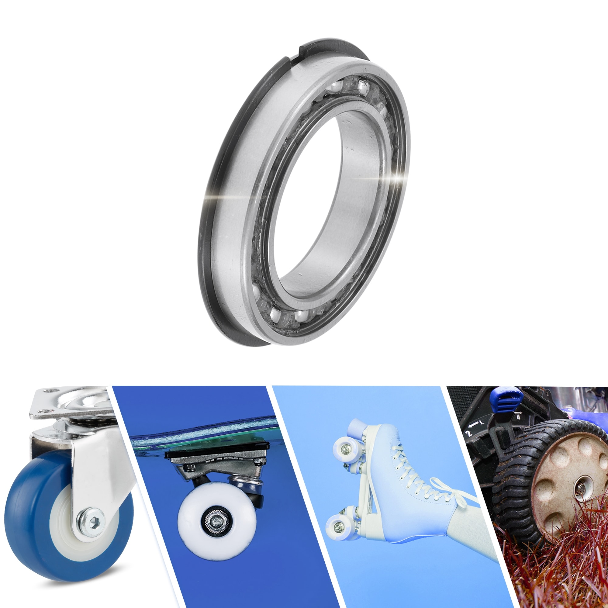 Deep Groove Ball Bearings P0 Open Type Lubricated Bearings 1 Pc Car Scooter Skateboard Wheel Universal - Silver Tone