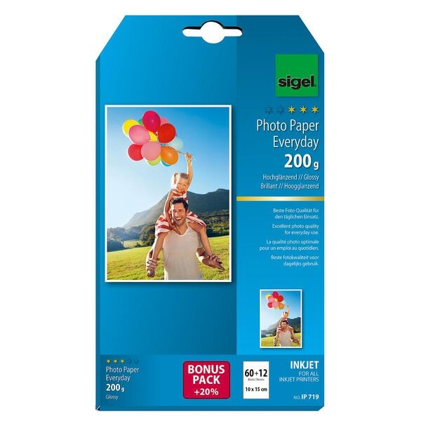 Sigel Fotopapier Everday 10 x 15 cm 200 g/m² 72 Blatt Image