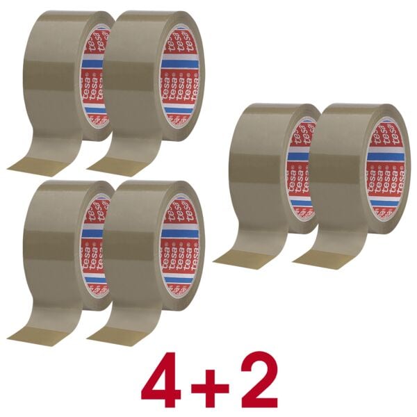 tesa 4+2 Aktion: 6x Packband »4089« 50 mm x 66 m braun Image
