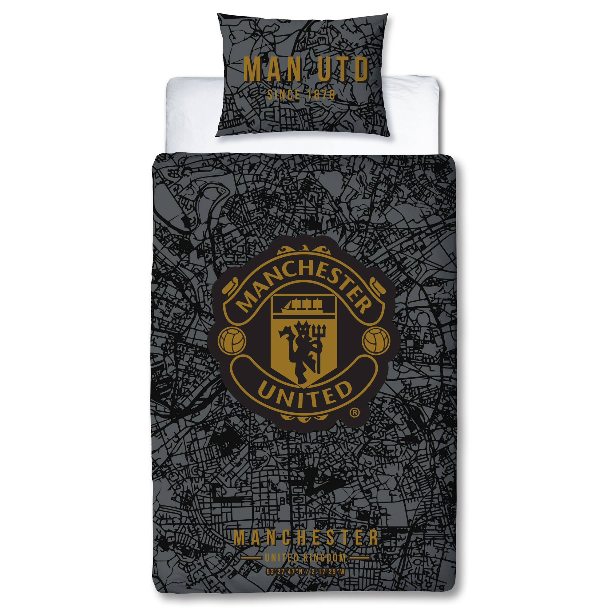 Manchester United Karten-Bettdecke – Einzelbett Image