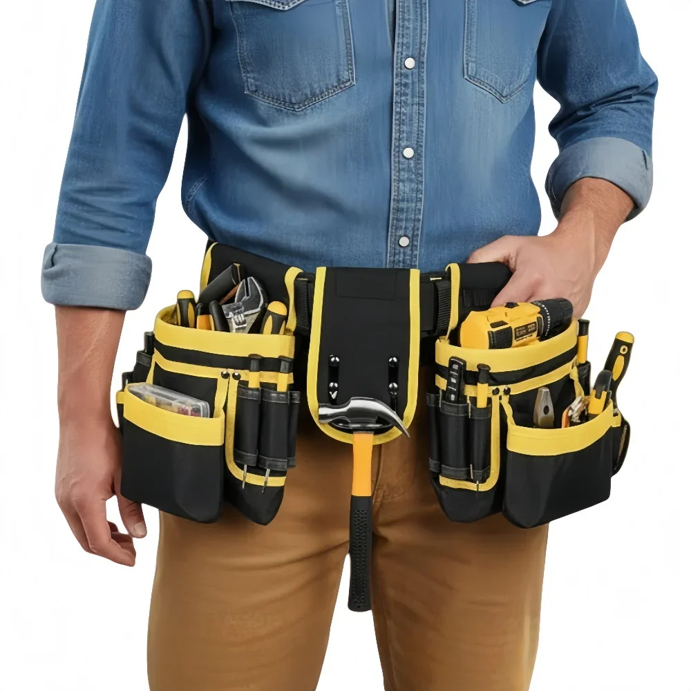 Ceinture à outils multifonctionnelle, sac de rangement d'outils robuste, pochette, boîte à outils d'électricien, sac de taille, clé, matériel, sacs à outils, organisateur