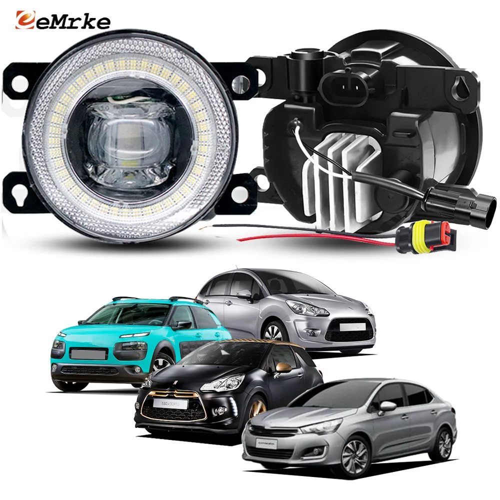 Remplacer 6206N0 pour citroën C3/C3 Picasso/ C4 Cactus DS3/Berlingo B9, phares antibrouillard LED, lampe de conduite + accessoires DRL Angel Eye