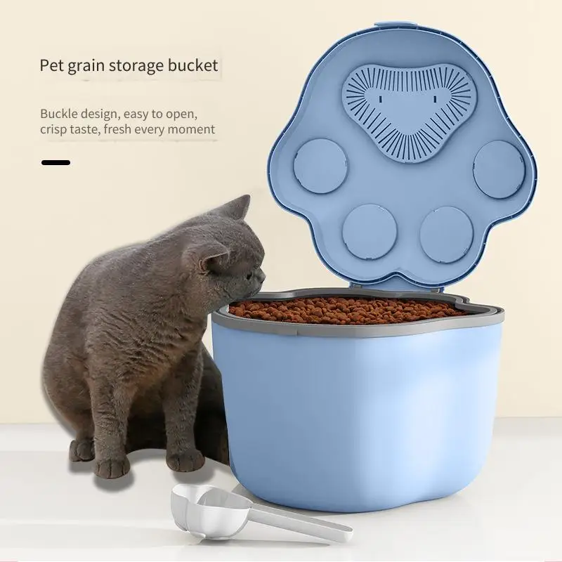 Récipient de stockage des aliments pour animaux de compagnie résistant à l'humidité-boîte de nourriture pour chien/chat avec conception de joint de tasse à mesurer pour le stockage des aliments secs