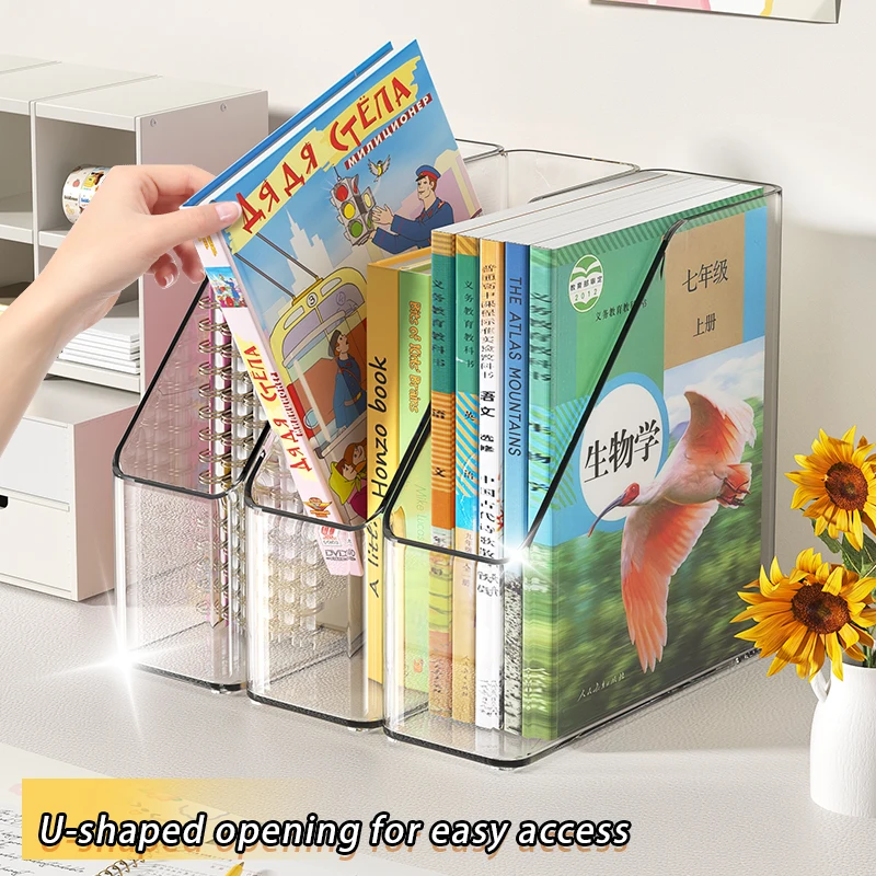 Porte-fichiers vertical, organisateur de bureau en PET transparent et bacs de rangement pour magazines, classeurs, cahiers, enveloppes, multi-purpage
