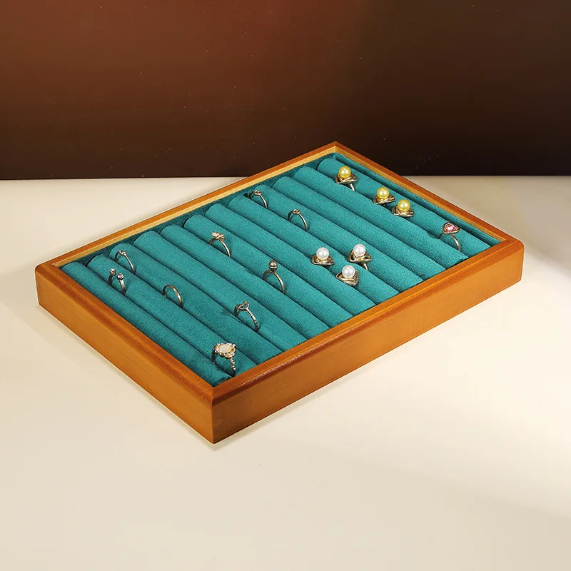 Vintage grüner Samt Schmuck Display Tablett Mehrzweck Ohrringe Ring Halskette Armband Uhren Aufbewahrungstabletts Schmuck Organizer Image