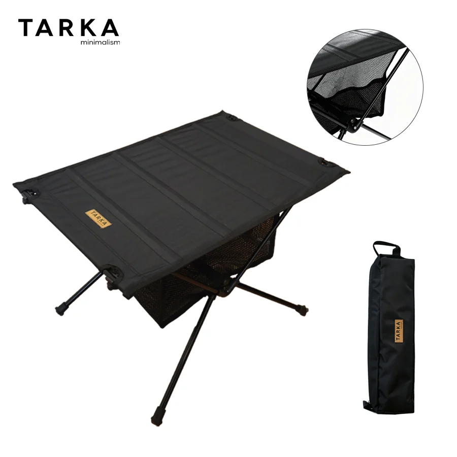 TARKA Camping-Klapptisch, 600D Oxford-Stoff, aufrollbar, leichter Stofftisch aus Aluminiumlegierung mit Netztasche für Picknick im Freien