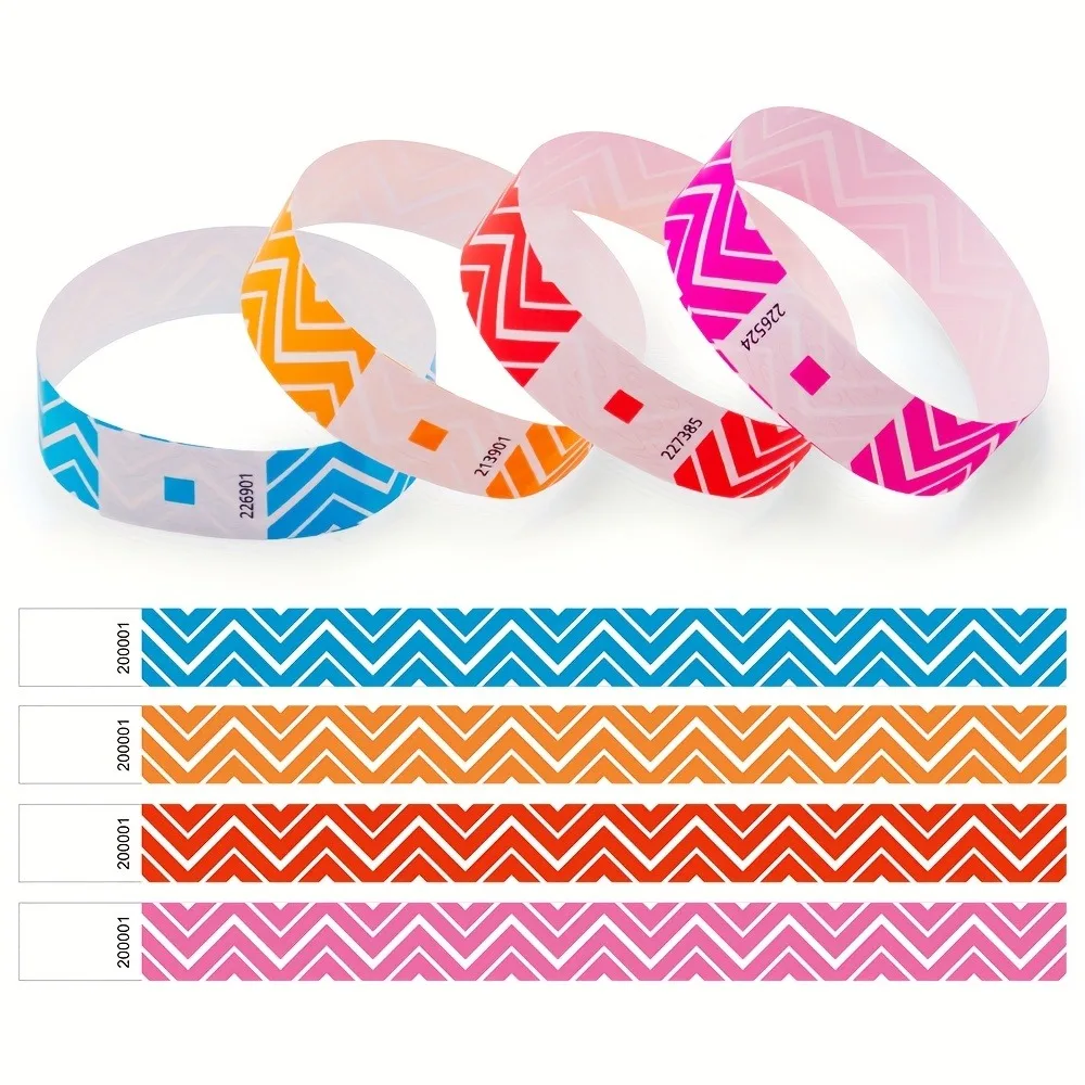 100/400 Stück fluoreszierende nummerierte Armbänder | Mehrfarbige Einweg-Papierarmbänder für Partys, Hochzeiten, Konzertveranstaltungen Image