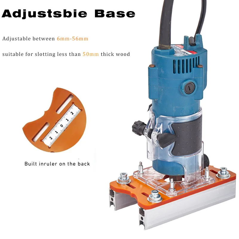 2-in-1 Woodworking Slotting Jig & Positioning Base - Precision Trimmer Guide Bracket for Router Table Auxiliary Tools