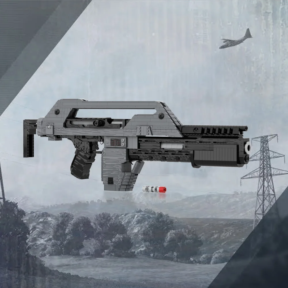MOC Film Aliens M41A Puls Gewehr Bausteine Modell Militär High Tech Waffen Ziegel Montage Ziegel Spielzeug Kind Geburtstag Geschenk Image