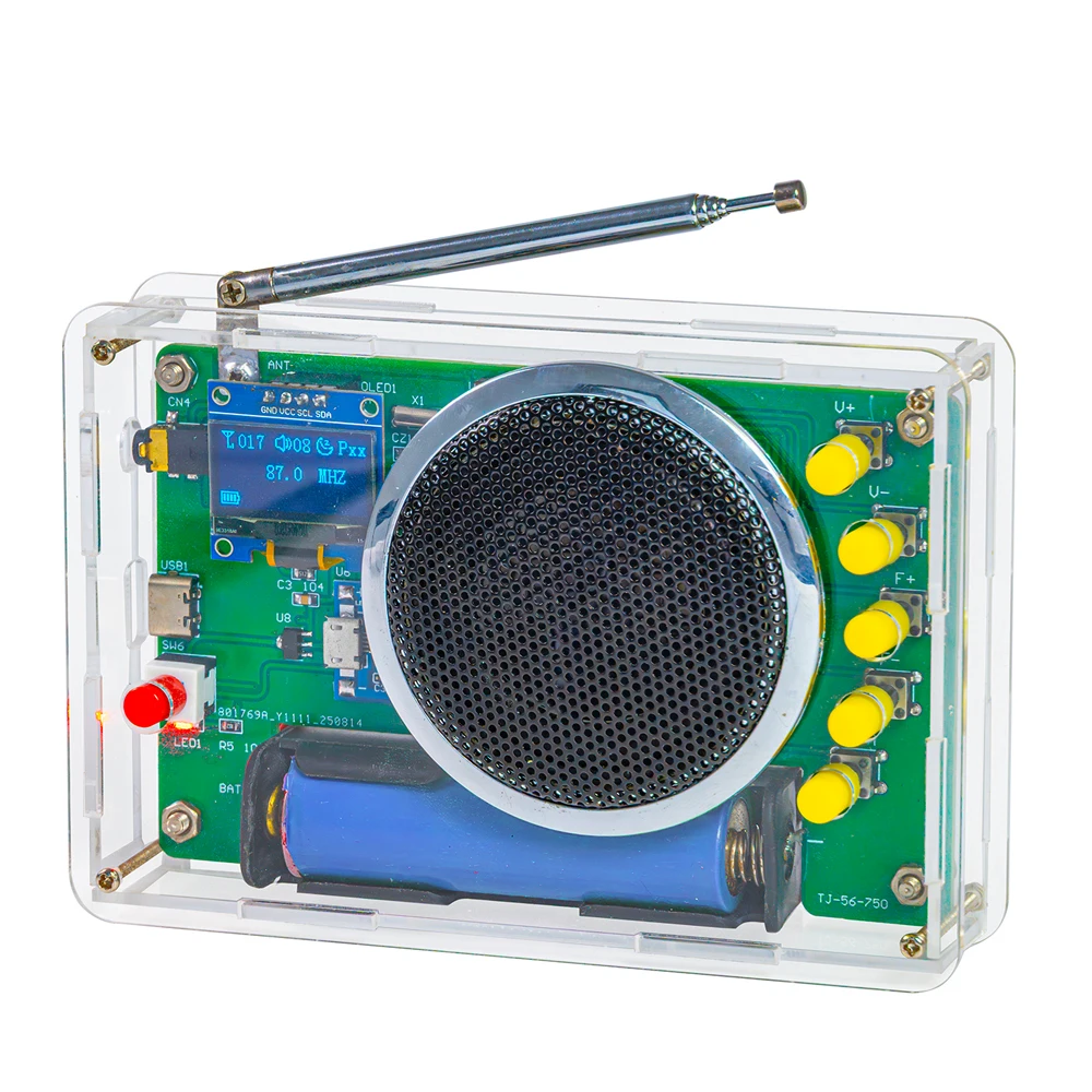 DIY FM Radio Kit 87 MHz-108 MHz mit OLED-Display 3 W Lautsprecher RDA5807 DC3,7 V USB Typ-C elektronisches Lötprojekt Image