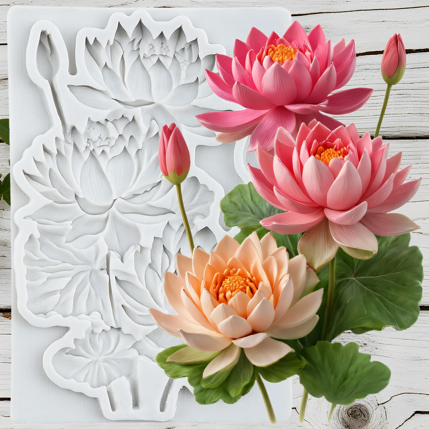 Lotus Silikonformen Lotusblume Fondant Kuchen Dekorieren Werkzeuge Cupcake Topper Schokolade Süßigkeiten Handwerk Kaugummi Paste Polymer Clay Image