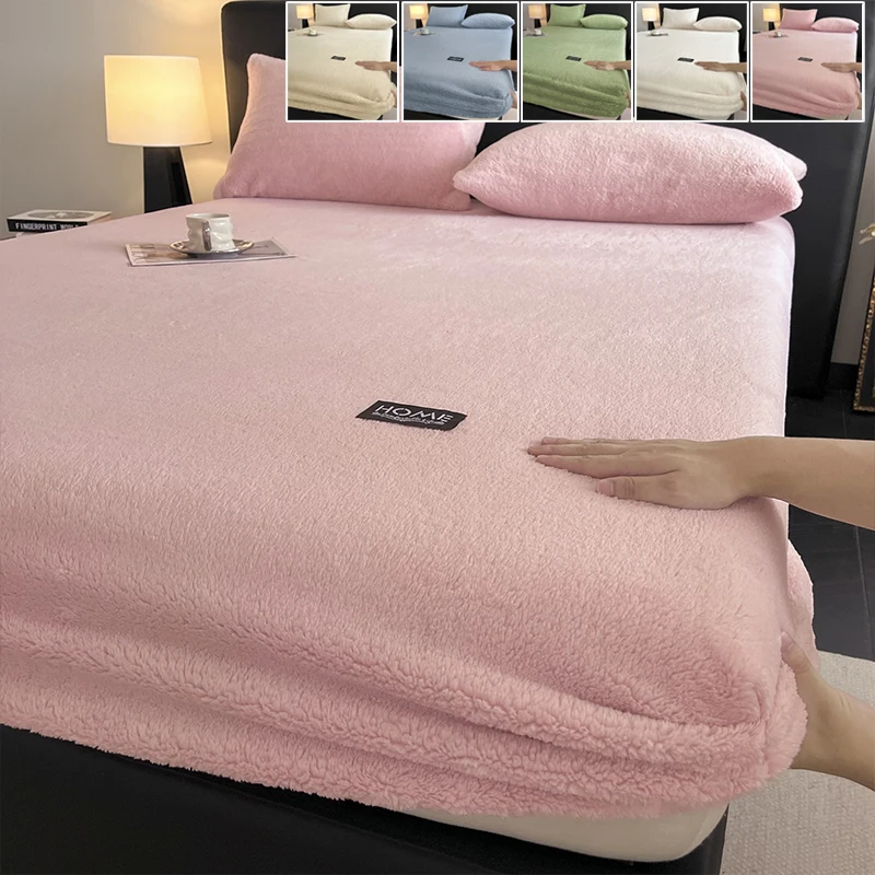 Modernes, minimalistisches, einfarbiges, verdicktes Korallenvlies-Spannbetttuch für Zuhause, Hotel und Schlafsaal für Zuhause, Hotel und Schlafsaal Image