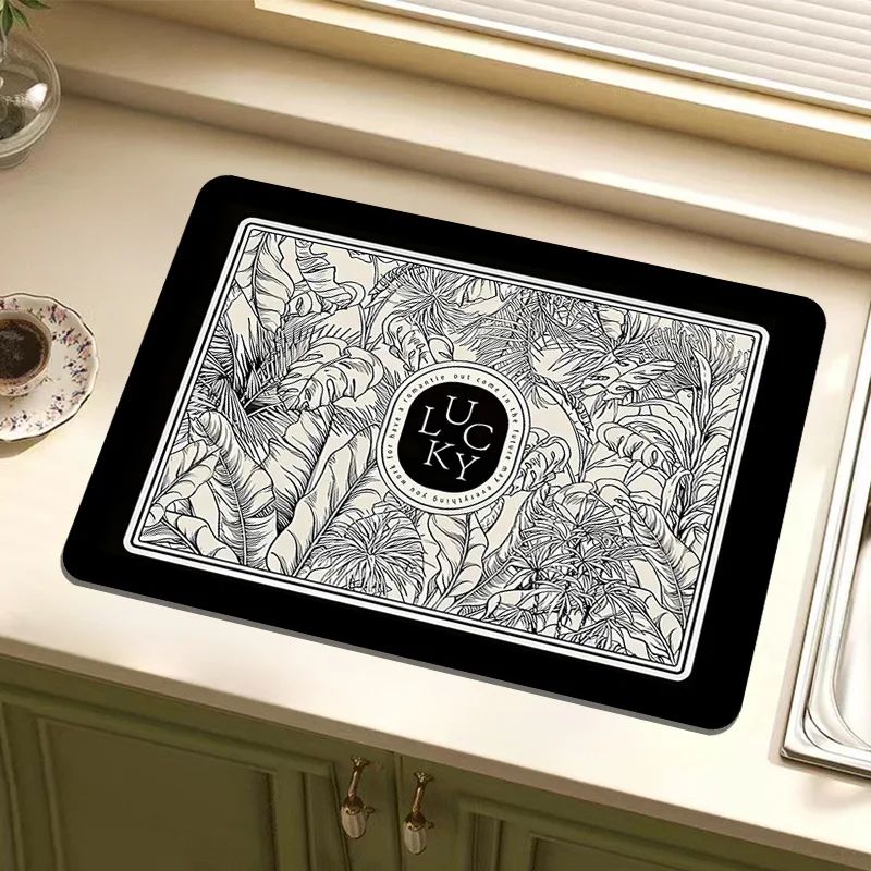 VIKAMA Kitchen Kieselalgen-Schlammablaufmatte, saugfähige Matte auf der Arbeitsplatte, isolierte Matte, Kaffeematte Image