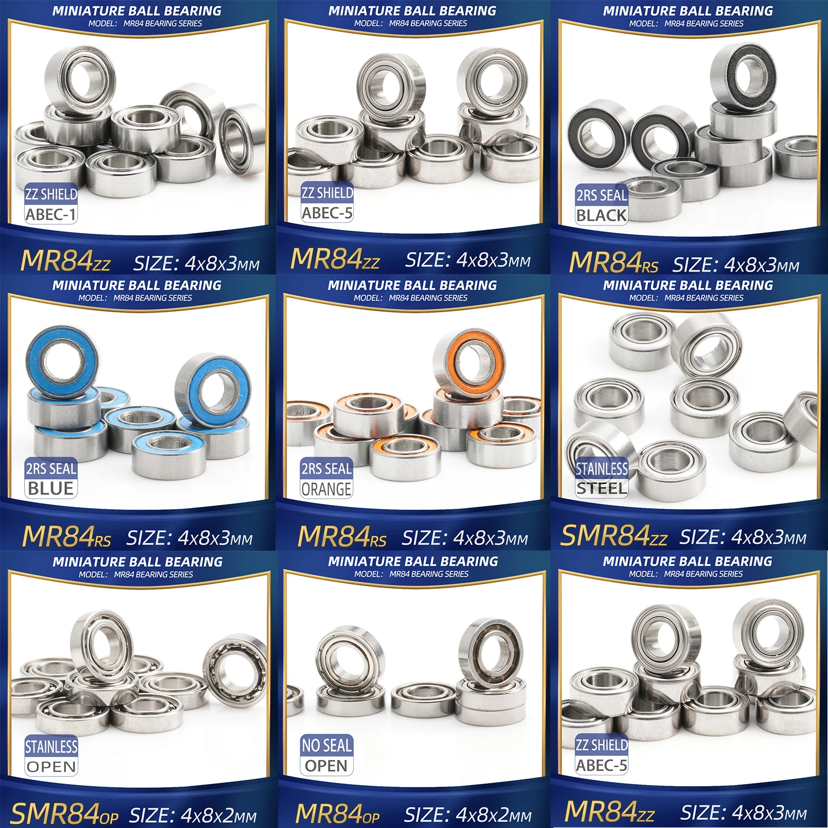 FUSHI MR84 ZZ Lager 4x8x3 mm 10 Stück MR84ZZ RS 2RS MR84Offen Handstück Lager für Grafikkarte High Speed für Motor Image