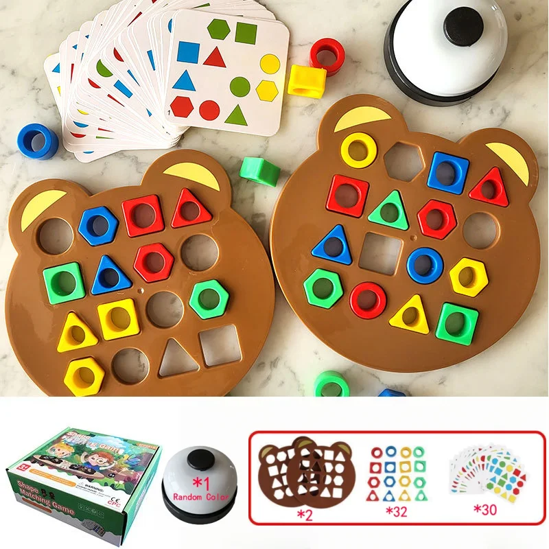 DIY Geometrische Form Farbe Passenden Puzzle Baby Montessori Lernen Bildungs Interaktive Schlacht Spiel Spielzeug Für Kinder Geschenk Image