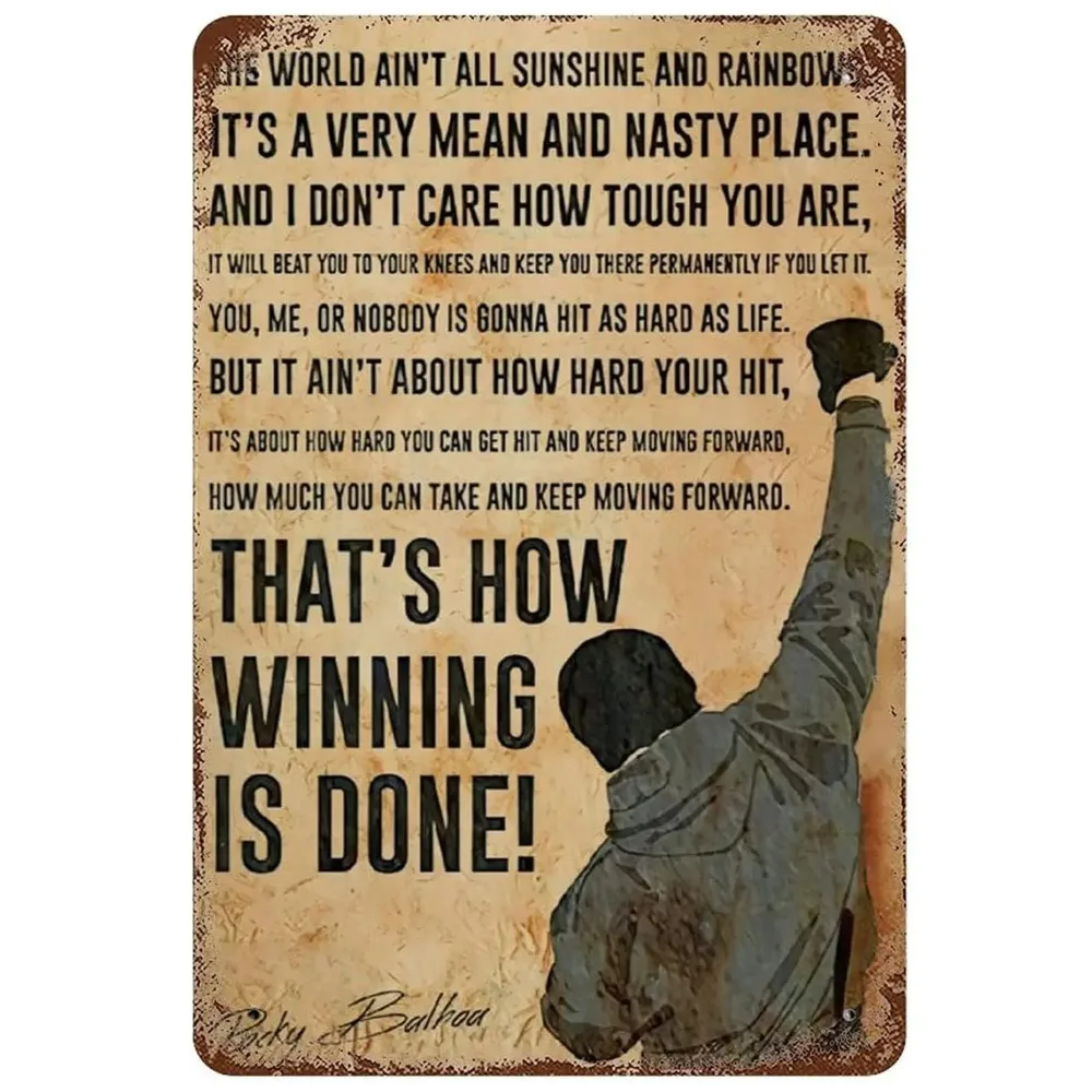 RockyMovieVintDecor Rocky Balboa Film inspirierende Zitate Blechschild – Retro Bar/Cafe Metallschild, Vintage Home Wandschild Image