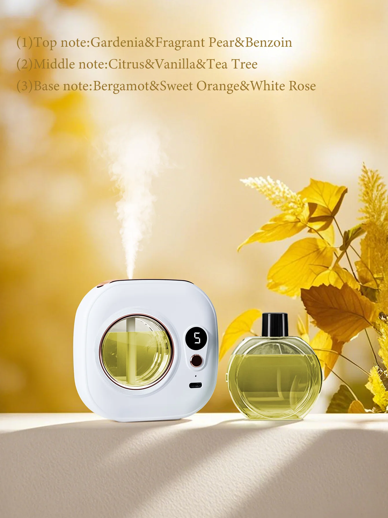 Wiederaufladbarer automatischer Aroma-Diffusor, Diffusor für ätherische Öle, Aroma ätherisches Öl, Geschenk für Hotelbadezimmer-Aromamaschine Image