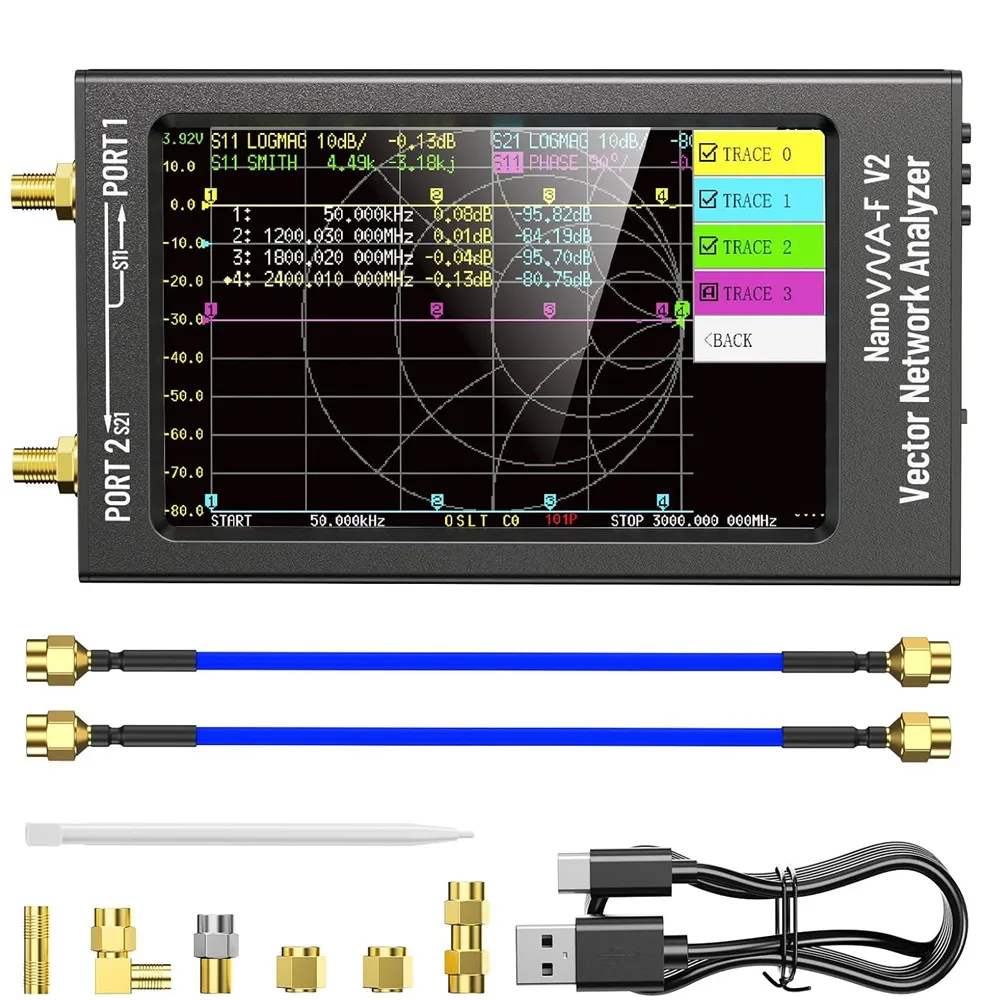 Nanovna-F V2 Vektor-Netzwerkanalysator 50 kHz-3 GHz Antennenanalysator Amateurfunk HF VHF UHF 4,3-Zoll-Bildschirm 5000 mAh Batteriemessung Image