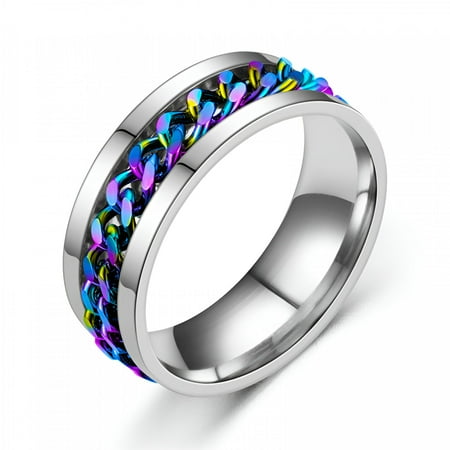 DESIGNICE Stacking Rings Silver 925 Sterling Silver Eternity Rings for Women Fidget Spinner Ring Set Chain Rotation Ring Titanium Ring Womens Promise Rings Eternity Rings for Men Fidget Ring