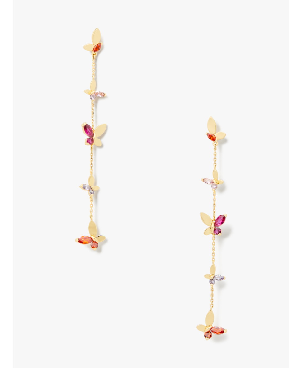 Kate Spade Womens Social Butterfly Linear Earrings - Pink Cubic Zirconia - One Size | Kate Spade Sale | Discount Designer Brands