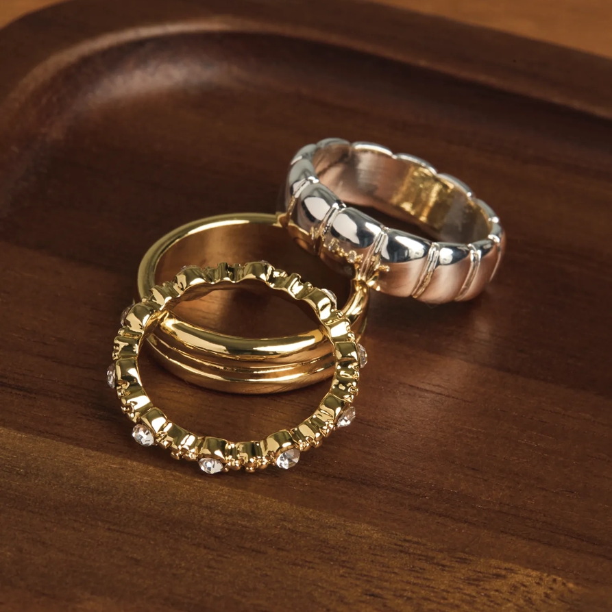 Lucky Brand Two Tone Ring Set - Women's Ladies Accessories Jewelry Rings, Size 7