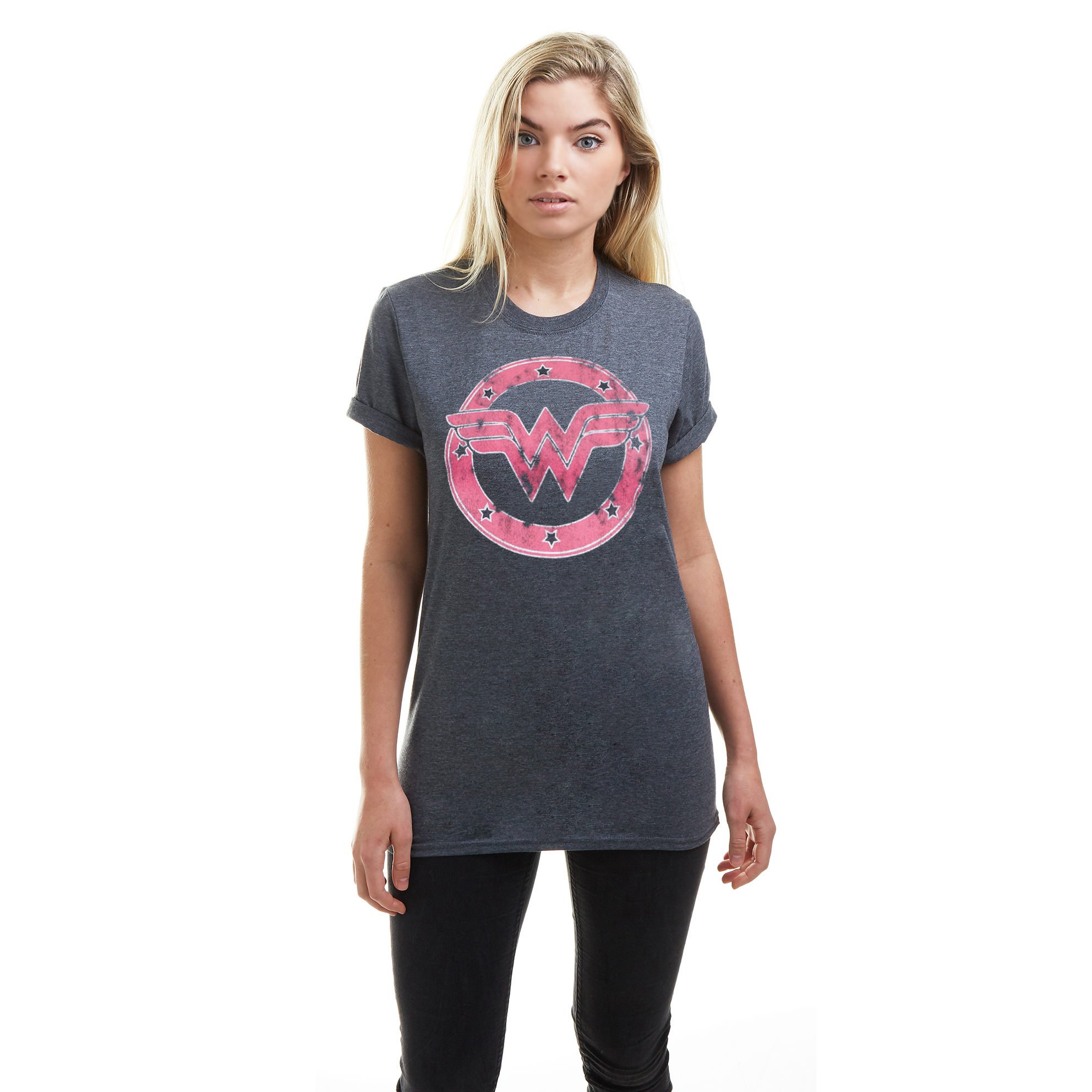 DC Comics Wonder Woman Emblem T-Shirt für Damen, dunkel meliert Image