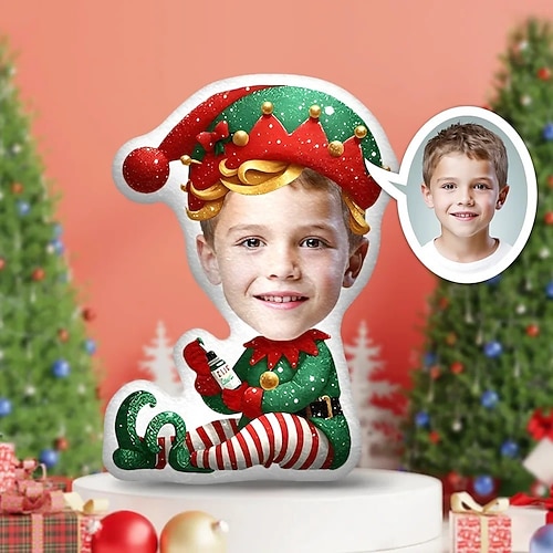 Personalisiertes Fotokissen für Weihnachten, kreatives DIY-Kissen in Humanoidform, lustiges Geburtstagsgeschenk für Freunde, einzigartiges Fotokissen, individuelle Fotogeschenke zu Weihnachten Image