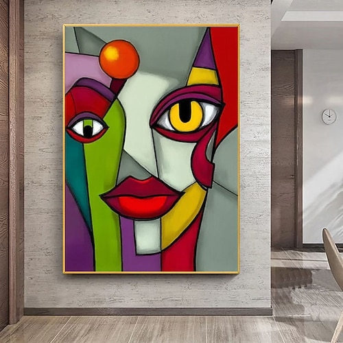 Handgemaltes Ölgemälde, abstraktes Frauenporträt auf Leinwand, Wandkunst, abstraktes Frauengesicht, minimalistische feminine Malerei, lebendiges Frauenporträt, Wanddekoration Image