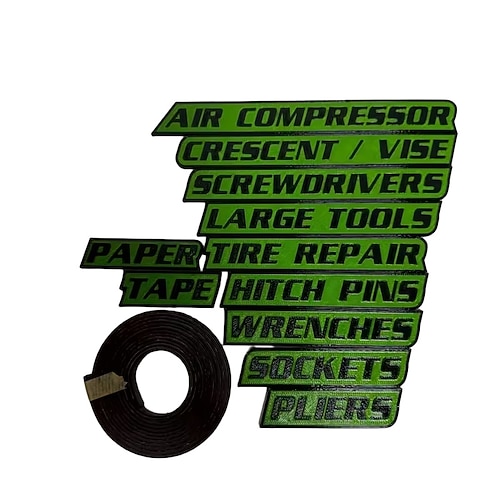 12er-Pack magnetische Werkzeugkasten-Etiketten, 3D-gedruckte Werkzeugkasten-Etiketten, allgemeines Werkzeugkasten-Organisationszubehör, wiederverwendbare Etiketten für Werkzeugkästen, Wagen, Image