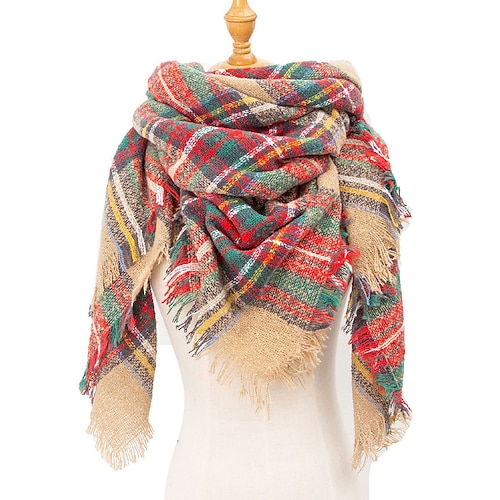 Unisex-Weihnachtsschal mit Karomuster – aus Polyester, weich und warm, in verschiedenen Farben erhältlich, für Winter, Weihnachtsfeiern und den Alltag Image