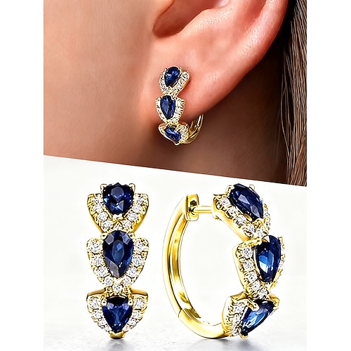 Ohrringe aus Zirkonia-Legierung für Damen – elegantes, tropfenförmiges Design mit mehrfarbigen Steinen, perfekt als Geschenk zu Weihnachten und Valentinstag. Image