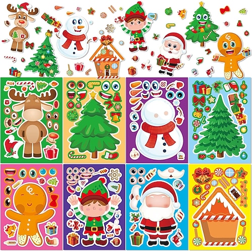 Ideale Weihnachtsgeschenke für Enkelkinder Mädchen Jungen 24 Blätter Weihnachtssticker für Kinder Weihnachtsbasteln für Kinder Weihnachtsgeschenke für Enkelkinder Goodie Bag Füllartikel Image