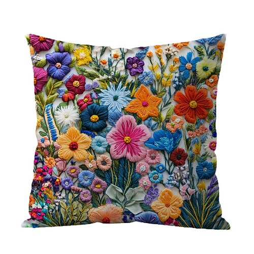 Kissenbezug mit floralem 2D-Flachdruck, weich und bequem, mit angedeuteter Stickerei, für Wohnzimmer, Sofa, Schlafzimmer oder als Dekoration. Image