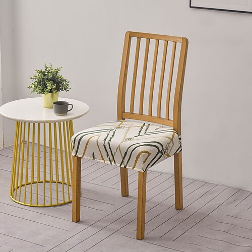 Stretch-Stuhlsitzbezüge, bedruckt, modern, schlicht, abnehmbar, waschbar, für Esszimmerstühle, geeignet für Küche, Esszimmer und Restaurant.