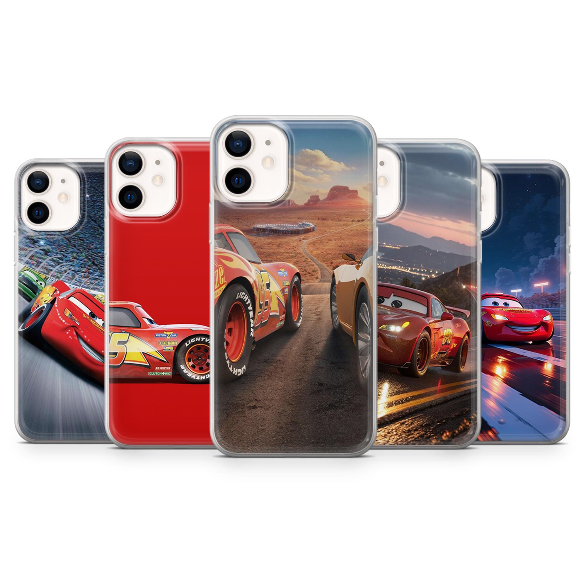 Custodia per telefono Saetta McQueen Cars Mater Cover per iPhone 17 Air, 16, 15, 14, 13, 12, Pixel 10, 9A, 8, Samsung S25, S24, S23, S22, A54, A35