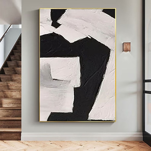 Handgemaltes Ölgemälde in Schwarz, Grau und Weiß, modernes abstraktes Ölgemälde auf Leinwand, minimalistische Textur, Wandkunst, handgefertigtes Gemälde, Wohnzimmerwandkunst, Wohndekoration Image