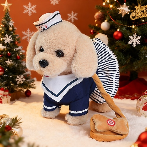 Ideale Weihnachtsgeschenke für Enkelkinder Mädchen Jungen Fernbedienung Roboterhund Elektronisches Plüschwelpen Spielzeug Interaktive Spielzeuge läuft singend Stofftier Geschenk für Mädchen und Image