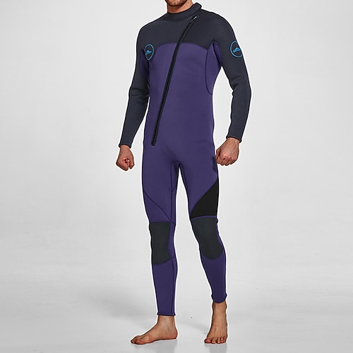Herren 3mm Neopren-Tauchanzug Ganzkörper-Rashguard Einteiliger Surfanzug Farbblockierung UV Schutz Bauchkontrolle Langarm Tauchanzüge Surfen Kanufahren Schnorcheln Winter Image