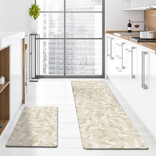 Läuferteppiche für Flur und Küche, PU-Leder-Fußmatte, dick, rutschfest, ölbeständig, strapazierfähig, pflegeleicht, modernes Wohnaccessoire, Fußmatte Image