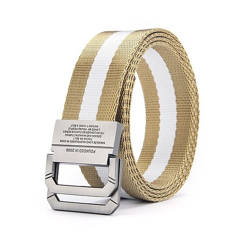 verstellbarer Nylon-Canvas-Gürtel mit Streifendesign und Metallschnalle, robuster Freizeitgürtel für Männer und Frauen, perfekt für Outdoor-Aktivitäten, Sport und den Alltag Image