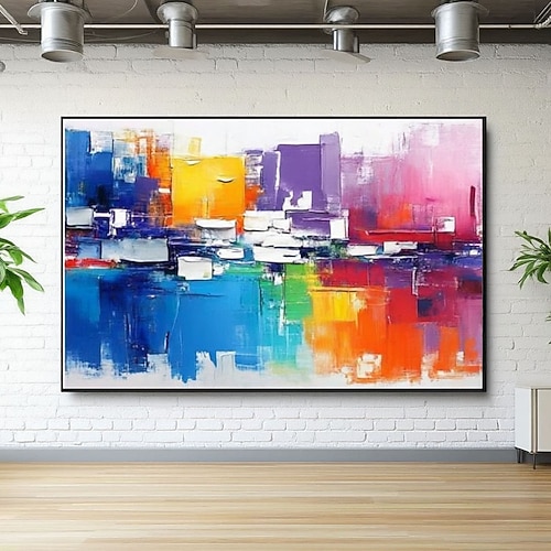 Originales Ölgemälde, handgemalt, minimalistisch, Blockmalerei auf Leinwand, großes Wandbild, abstrakte Textur, individuelles Gemälde, farbenfrohes Wandbild für das Wohnzimmer Image