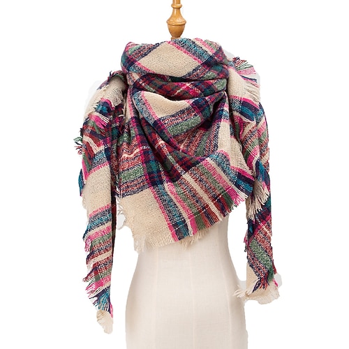 Unisex-Weihnachtsschal mit Karomuster – aus Polyester, weich und warm, in verschiedenen Farben erhältlich, für Winter, Weihnachtsfeiern und den Alltag Image