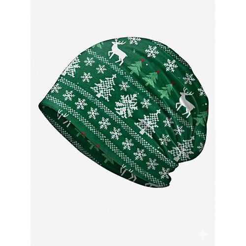 Unisex-Weihnachtsmütze mit Muster, kann auch als Halstuch verwendet werden, elastisches Material, vielseitig einsetzbar, geeignet für Winterfeiertage, als Geschenk für Freunde und Familie und für Outdoor-Aktivitäten. Image