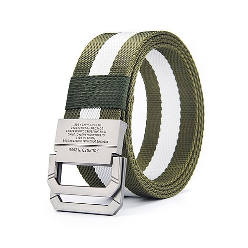 verstellbarer Nylon-Canvas-Gürtel mit Streifendesign und Metallschnalle, robuster Freizeitgürtel für Männer und Frauen, perfekt für Outdoor-Aktivitäten, Sport und den Alltag Image