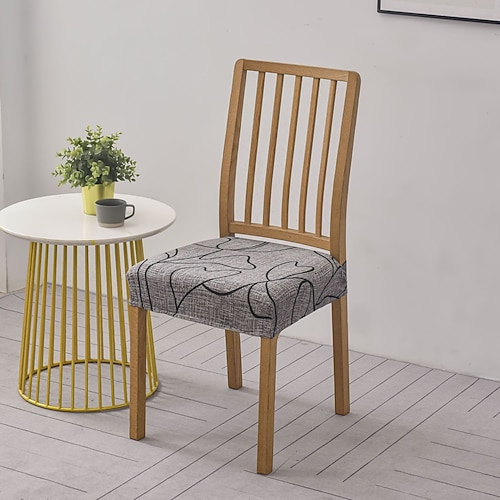 Stretch-Stuhlsitzbezüge, bedruckt, modern, schlicht, abnehmbar, waschbar, für Esszimmerstühle, geeignet für Küche, Esszimmer und Restaurant.