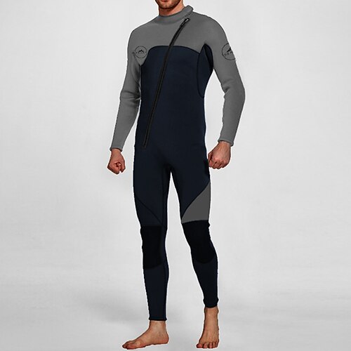 Herren 3mm Neopren-Tauchanzug Ganzkörper-Rashguard Einteiliger Surfanzug Farbblockierung UV Schutz Bauchkontrolle Langarm Tauchanzüge Surfen Kanufahren Schnorcheln Winter Image
