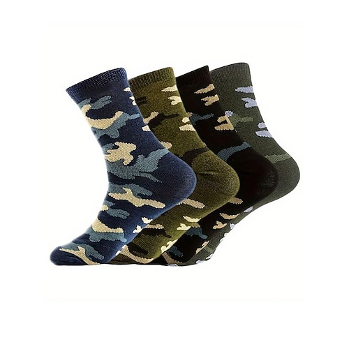 Herren-Baumwollsocken mit Tarnmuster, mehrfarbig, 4er-Set, bequem und strapazierfähig für den täglichen Gebrauch Image