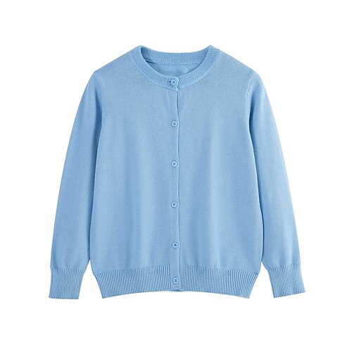 Kinder Mädchen Strickjacke Einfarbig Outdoor Langarm Knopf hoch Mode 4-12 Jahre Herbst Schwarz Gelb Rosa Image